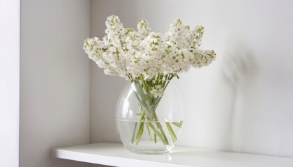 Wall Mural -  Elegant simplicity  A bouquet of white flowers in a clear vase