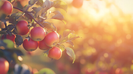 Wall Mural - Red Apples on Branch.