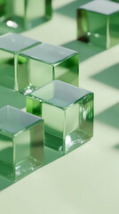 Wall Mural - Green glass cubes, abstract art