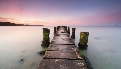 Canvas Print -  A serene sunset over a tranquil pier