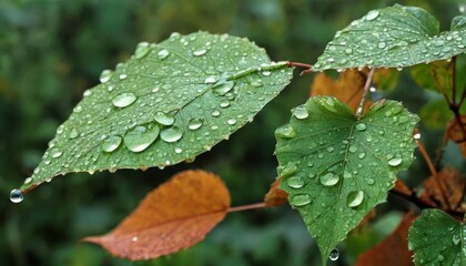  Raindrops on leaves a sign of natures gentle touch