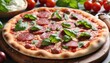 © SwathiFX - Freshly baked pepperoni pizza with basil leaves