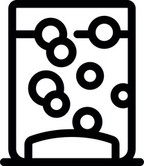 Sticker - Outline style icon of a laboratory flask with a bubbling chemical substance, representing a scientific experiment