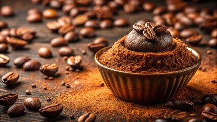 Wall Mural - A close-up shot of a decadent coffee-flavored dessert sprinkled with cocoa powder, perfect for an afternoon pick-me-up, coffee