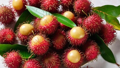  Deliciously spiky  Rambutan fruit in vibrant hues