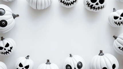 halloween pumpkin on black white pumpkins copy space background 