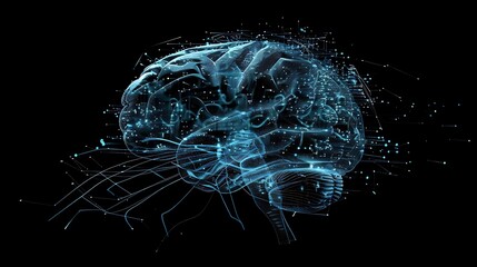 Wall Mural - digital illustration of a human brain with abstract connections, representing the complexities of ar