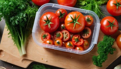 Wall Mural -  Freshly harvested tomatoes ready for the kitchen