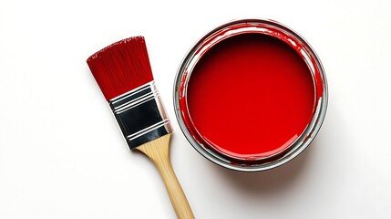 Wall Mural - a close up of a paint brush and a red paint can