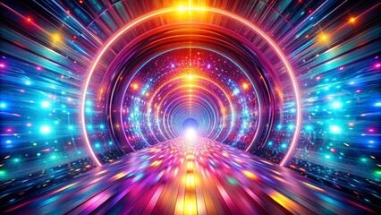 Vibrant tunnel of light with abstract patterns and dynamic colors , technology, energy, motion, futuristic, abstract, vibrant