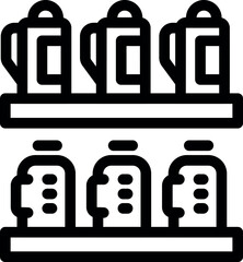 Poster - Bottles and jugs neatly arranged on a supermarket shelf, ready for purchase