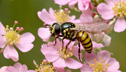 Wall Mural -  Bees delicate dance with delicate petals