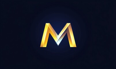 Sticker - A Stunning Golden Letter M Design on a Dark Backdrop