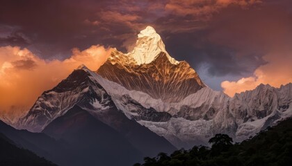 Canvas Print -  Majestic mountain peak under dramatic sky