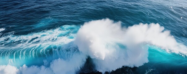 A 3D effect of a wave crashing, with water spray extending out, 3D effect, wave, ocean