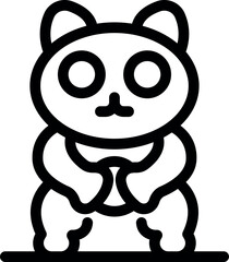 Poster - Simple illustration of a cartoon panda bear standing and facing forward, holding an object