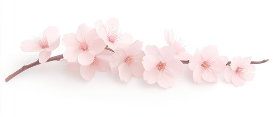 Wall Mural - A white background with a pink flower branch