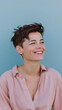 © Creative Valley - Breast Cancer Awareness: Woman with Short Hair, Smiling Confidently in Pink