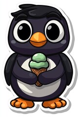 Poster - Cute Penguin Holding Ice Cream Sticker