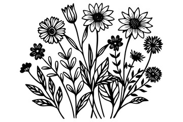 Wall Mural - Vector Hand drawn flower and leaf elements