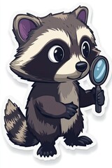 Poster - Cute Raccoon Holding Magnifying Glass