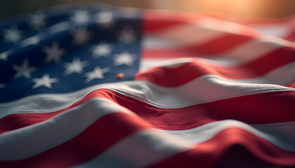 Close-Up of an American Flag with Folds and Texture