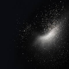 pure black background, a spray of silver fairy dust