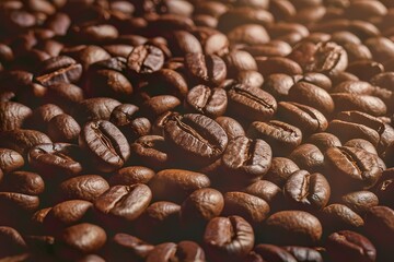 a high-resolution close-up photograph of freshly roasted coffee beans