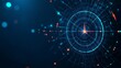 © Palung - Abstract image of a Target. Vector business concept. With dark blue background. Low poly wireframe with lines, dots and glowing particles