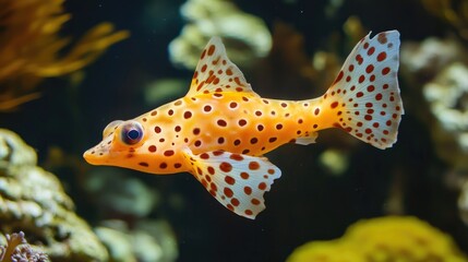 Wall Mural - Yellow and Red Spotted Fish in Aquarium