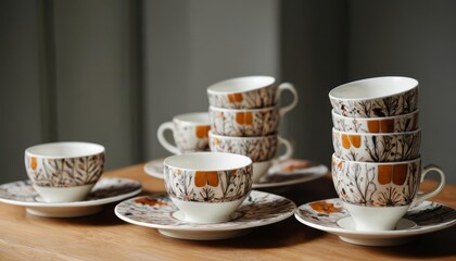 Wall Mural -  Elegant tea set ready for a cozy afternoon