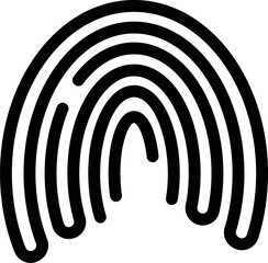 Sticker - Simple black line art vector illustration of a fingerprint forming a rainbow shape