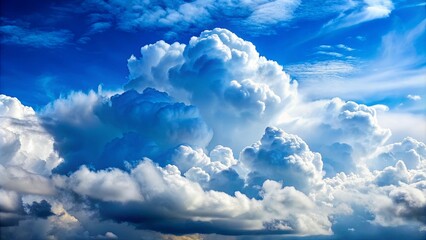 blue sky with cumulonimbus clouds , blue sky, cumulonimbus, clouds, weather, nature, peaceful, seren