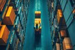 © Tapanut - Aerial view of a warehouse worker organizing boxes in a storage facility, showcasing logistics and inventory management skills.