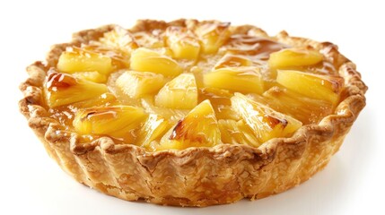 A rustic, homemade pineapple pie with a rustic, hand-crimped crust and a gooey, caramelized pineapple filling