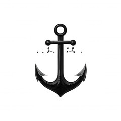 Wall Mural - Black and white anchor symbol isolated on a dark background perfect for design projects and branding.