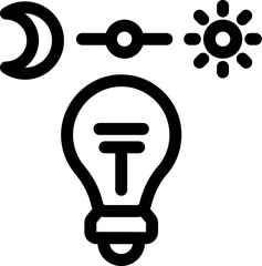 Canvas Print - Black and white icon of a lightbulb switching from night to day mode