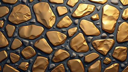 golden texture stones, pebbles, rock wall seamless pattern. cobble pavement material textured surface, graphic design templates for landscaping,