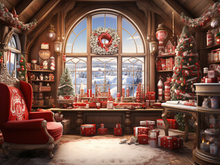 Wall Mural - Sensasional vintage christmas interior studio shot