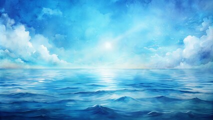 Wall Mural - Abstract watercolor blue sea background, watercolor, blue, sea, background, abstract, ocean, texture, art, painting, design