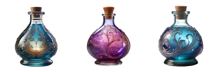 fantasy potion bottle isolated on transparent background