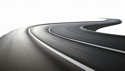 Wall Mural - Left-Turning Asphalt Road on Clear, Transparent Background