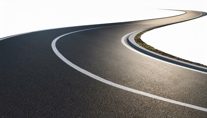 Wall Mural - Left-Turning Asphalt Road on Clear, Transparent Background