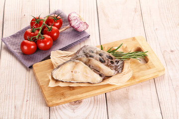 Wall Mural - Raw wolffish steak for cooking