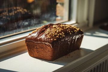 Wall Mural - a chocolate bread loaf cooling on a window sill