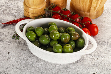 Wall Mural - Green marinated Italian Selezione olives