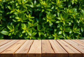 wooden table and green grass