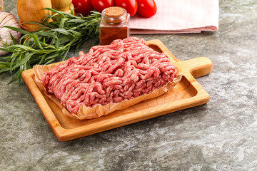 Sticker - Raw uncooked red minced meat