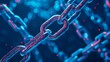 © Futuristictech - Vibrant Red Highlights on Solid Blue Digital Pattern with Chains for Text Space