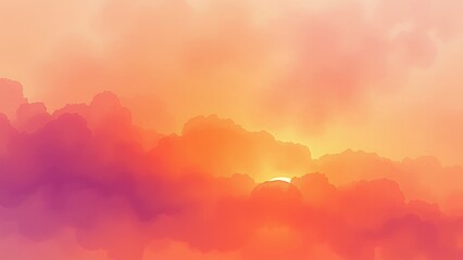 Canvas Print - Vibrant sunset over soft clouds in a tranquil evening sky